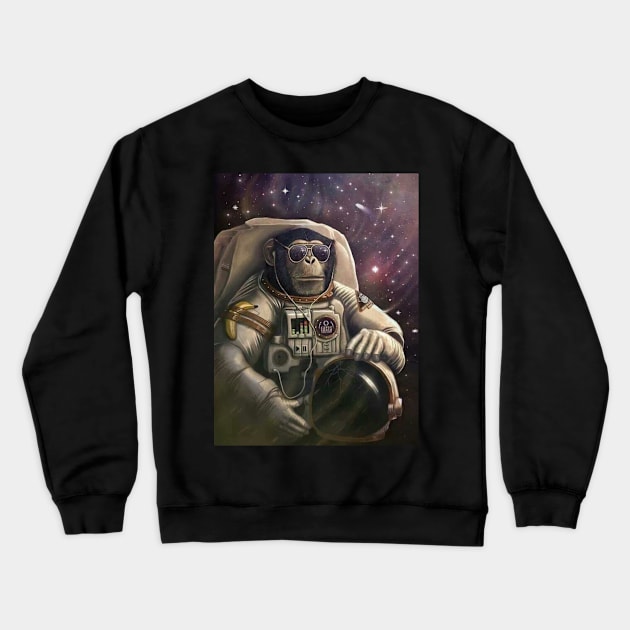 Space Monkey Crewneck Sweatshirt by Pokky